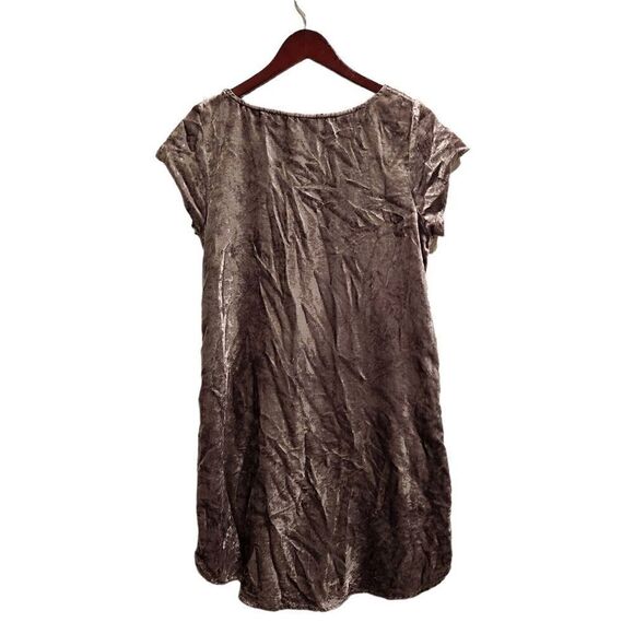 Soft Surroundings Velvet Dress Embroidered Silver Size Small Boho Short Sleeve - Picture 2 of 8